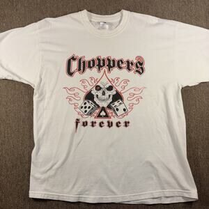 Vintage Choppers Forever Men’s T-shirt XL White Skull Motorcycle
